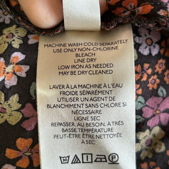 Free people Bonnie chiffon mini shirt dress Floral Button-Up Dress brown size S - Picture 8 of 10